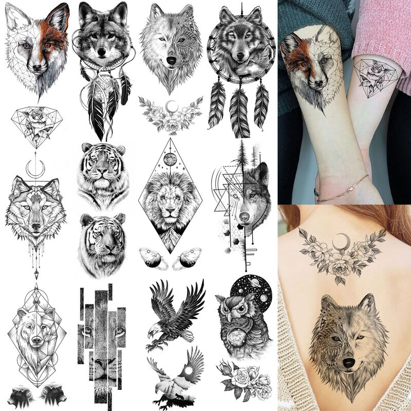 Cross-border black animal tattoo stickers for arms, calves, and back, temporary tattoo stickers, Temu stickers, tattoo Amazon Cross-border black animal tattoo stickers for arms, calves, and back, temporary tattoo stickers, Temu stickers, tattoo Amazon