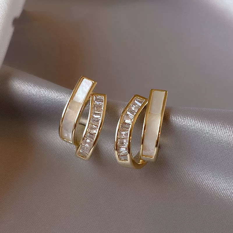 Серебряные серьги с иглой, серебро 925, акценты циркония и кошачий глаз, микроинlay, лёгкие 0.008 кг