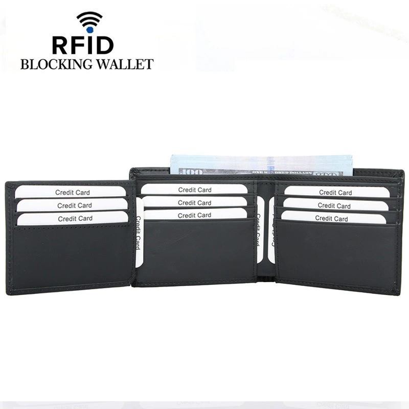 [Мужской короткий бумажник с несколькими слотами для карт RFID натуральная кожа]