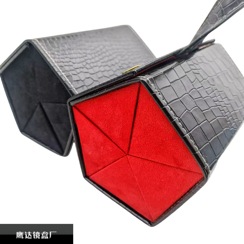 Black Crocodile Leather Glasses Case Folding 5 Pack Red Lined Glasses Case Lanyard Portable Travel Glasses Case