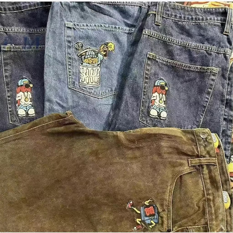 Wholesale Denim Skate Pants Polar Embroidered Retro American Style Jeans Loose Long Pants Skate Jeans for Men