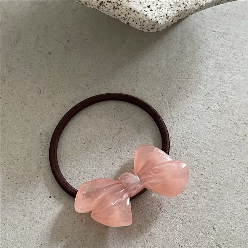 Summer Fresh Style Jelly Texture Acrylic Bow Hair Ring Horsetail Hair Rope Hair Strap Sweet New_voghion.com
