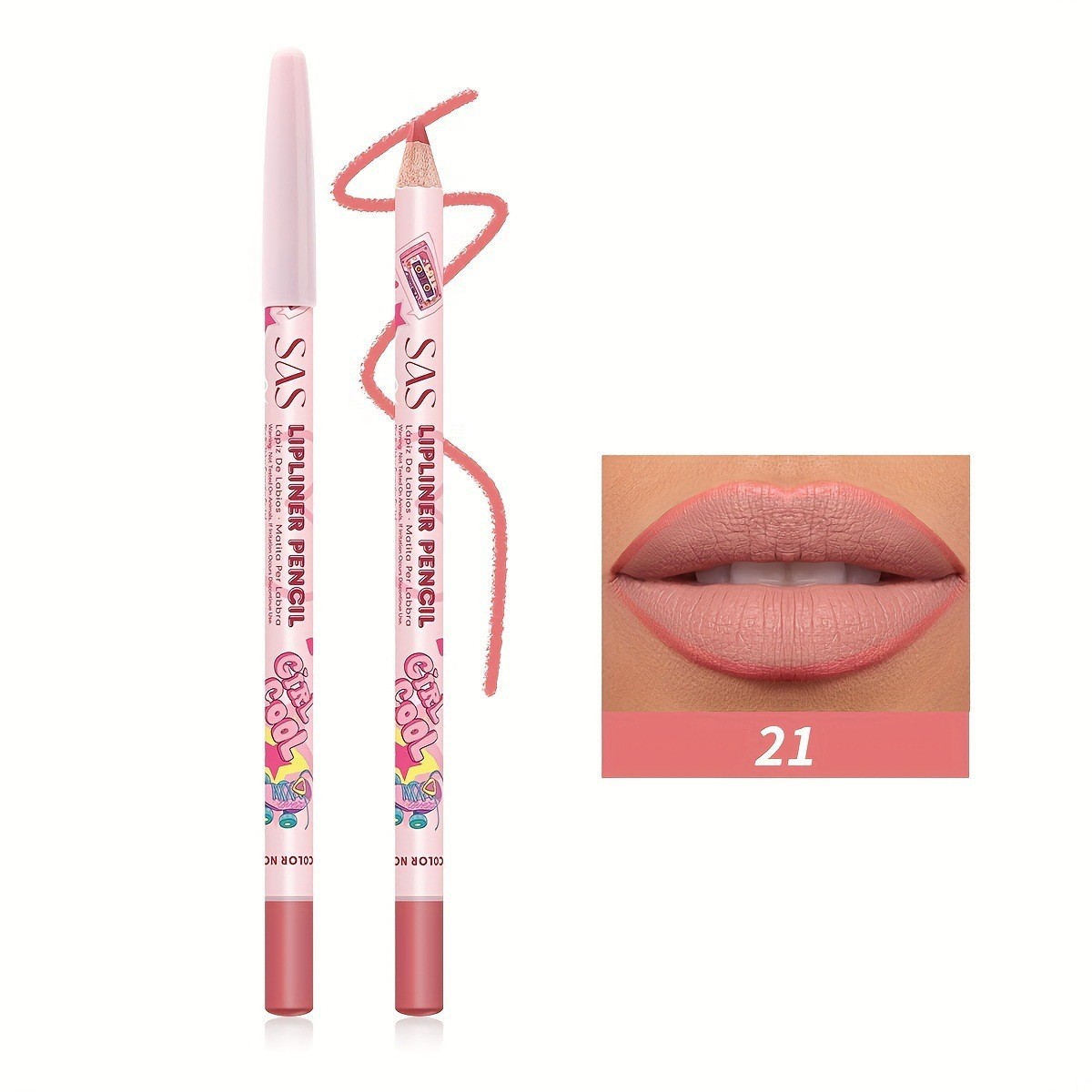El delineador de labios de punto transfronterizo de USHAS europeo y americano es fácil de colorear, resistente al agua de larga duración, taza antiadherente, efecto de maquillaje mate SAP002 image 25