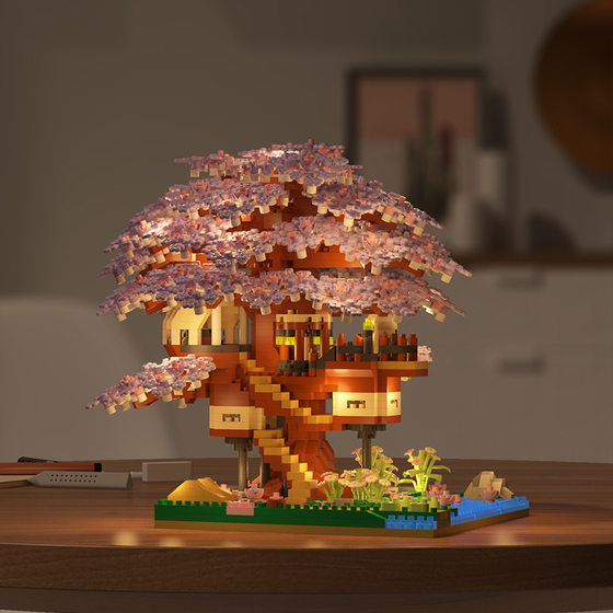 Jihui JIHUI Art High M2108 Cherry Blossom Tree House Building Blocks Educational Assembled Toys Children Boys Girls Cross Border