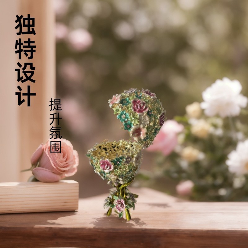 新款镂空鸡蛋花跨境电商首饰盒摆件现代珐琅工艺生日礼品个性直供|undefined