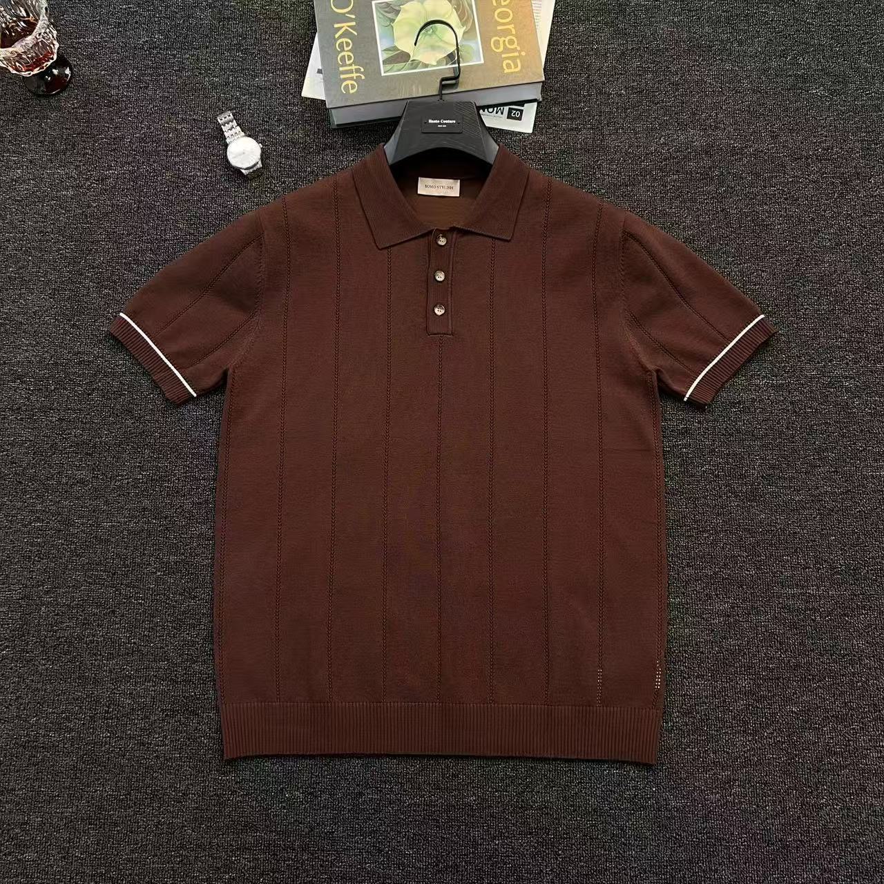 Camisas de polo de manga corta, camisetas de punto, camisetas comerciales anti rayas, hielo, fábrica de verano transfronteriza al por mayor