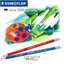 批发德国Staedtler施德楼14450专业铅笔带橡皮头可擦红蓝彩色铅笔