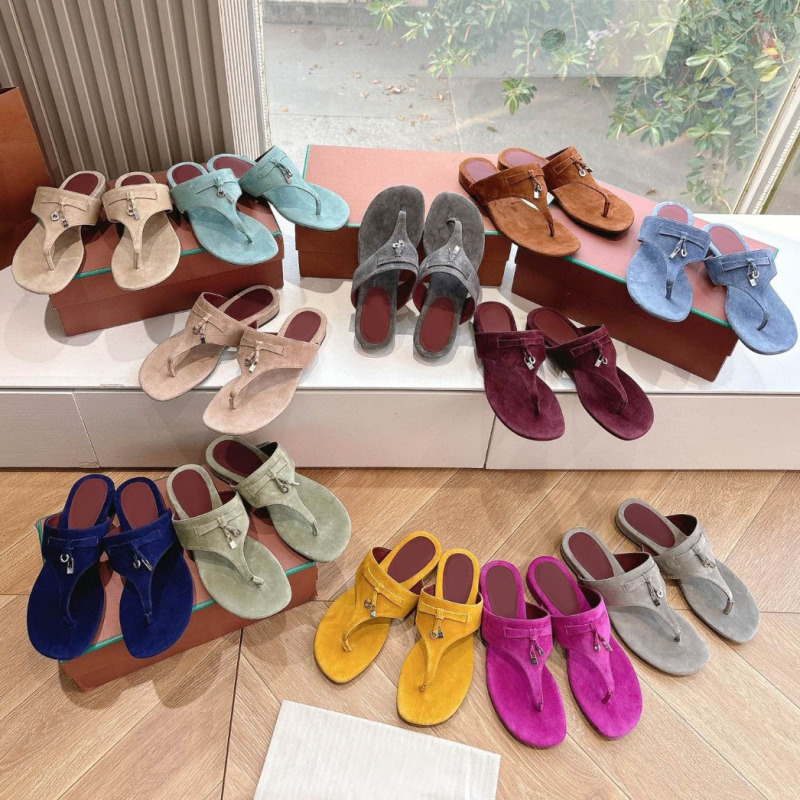 Lp Flat Flip-Flops with Tassels, Versatile Suede Low-Heeled Sandals for Women, Suitable for Summer