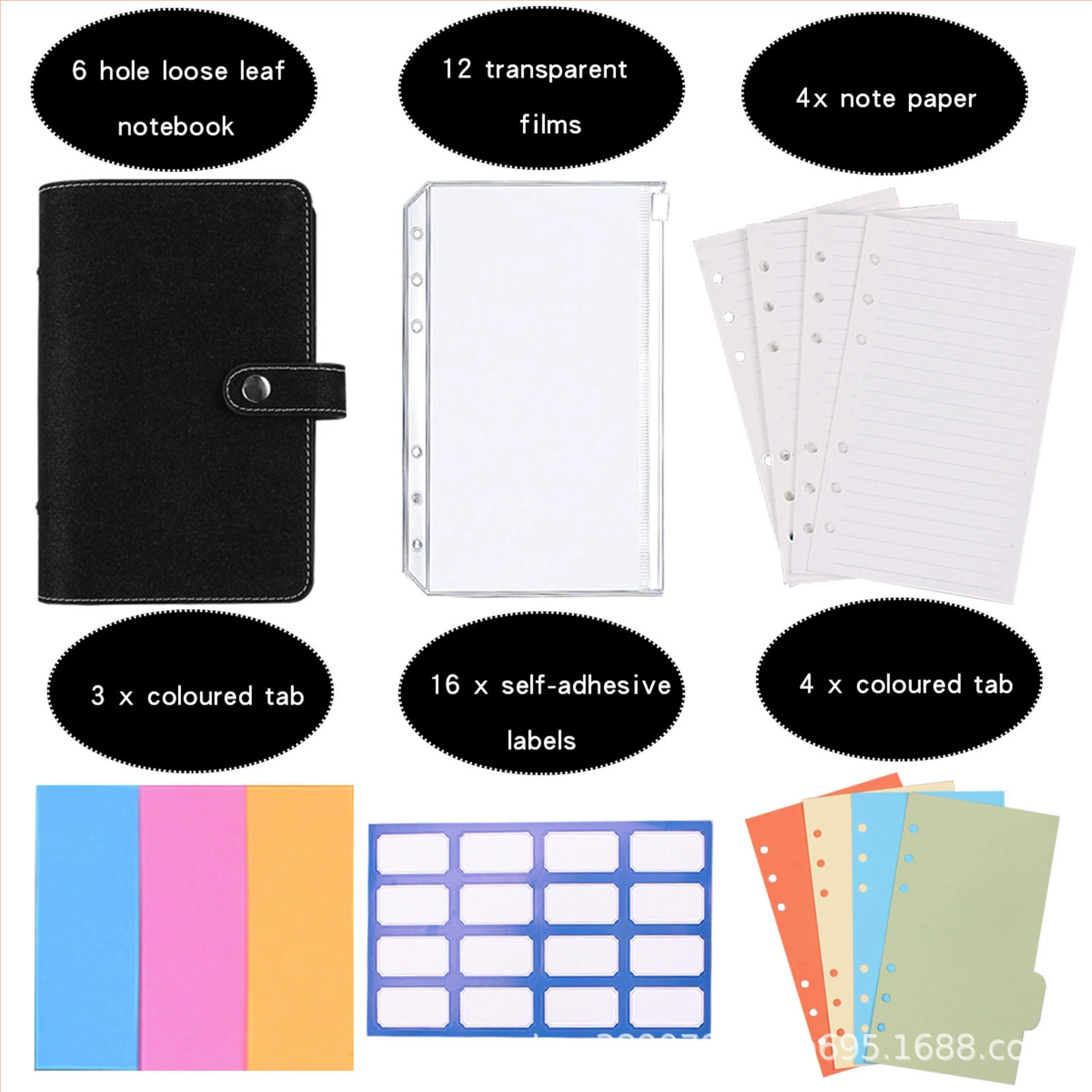 Planner Binder Notebook, PU Cover, Tear-Off Budget Sheets 27 pcs, A5-Style Organizer