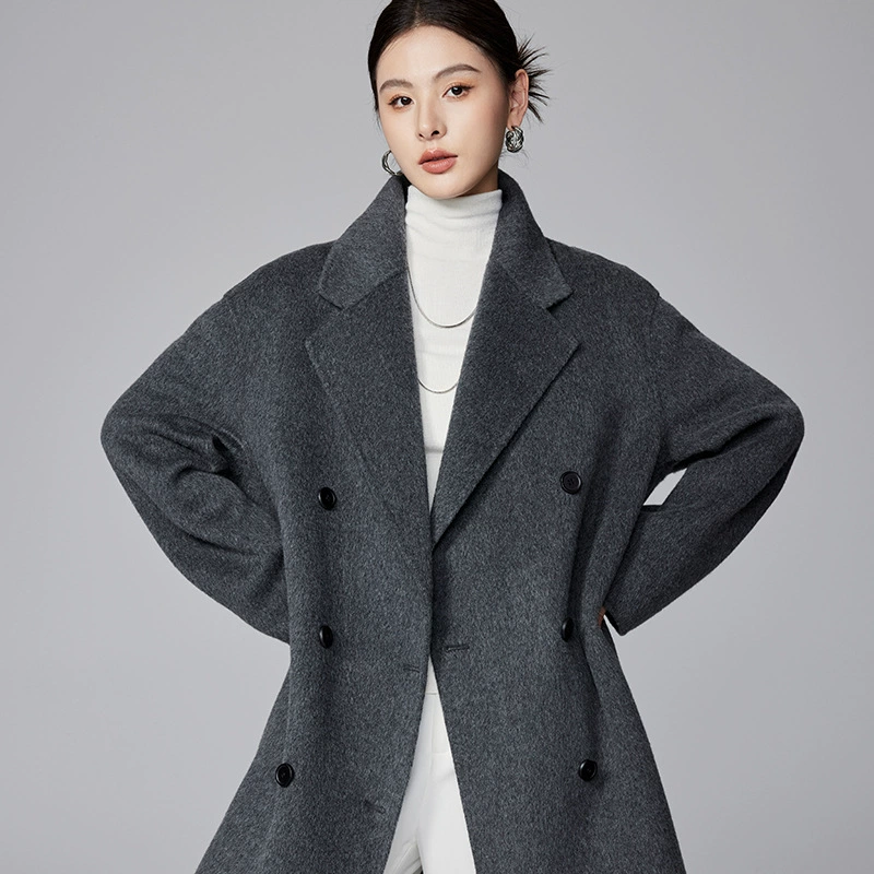 [Первоначально] Классический силуэт плечо костюм двухсторонний кашемировое пальто женский 24 зимний новый двубортный шерстяное пальто