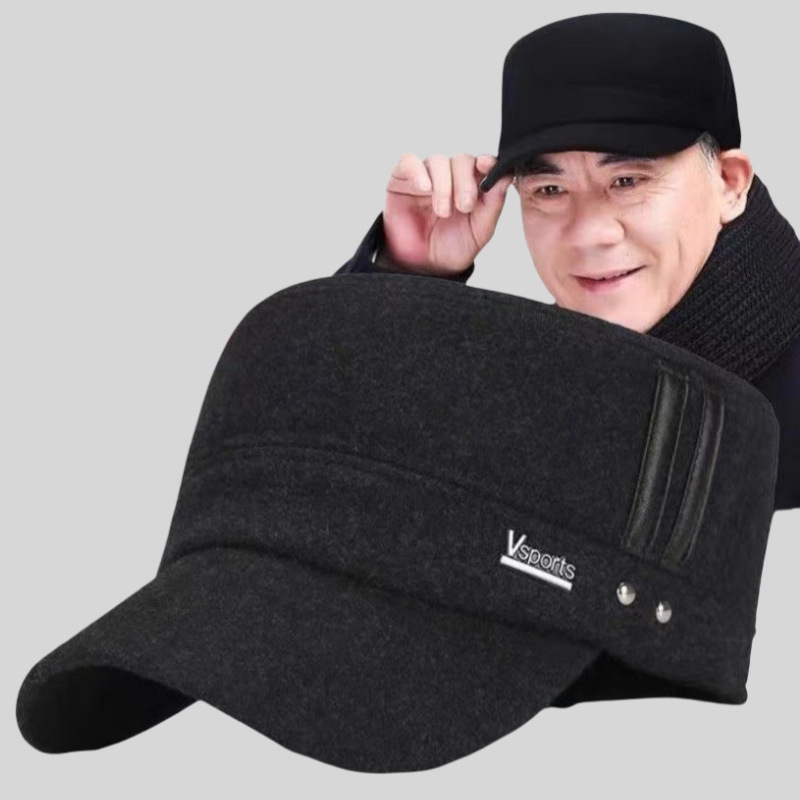 秋冬新款妮子保暖平顶帽子加厚保暖护耳帽子简约款送亲人送礼帽子