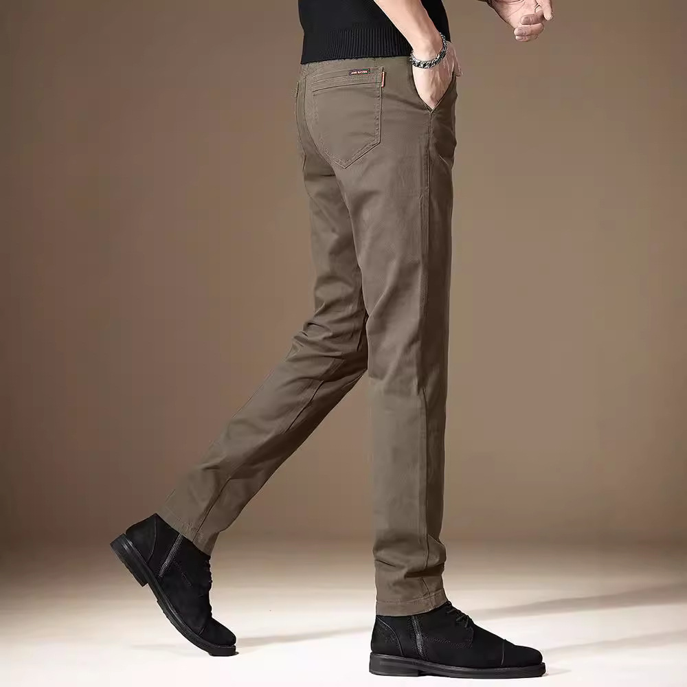 High-end Trendy Brand Slim-fit Business Pants Men's Spring and Autumn Pure Cotton Breathable Stretch Straight All-match Men's Casual Pants