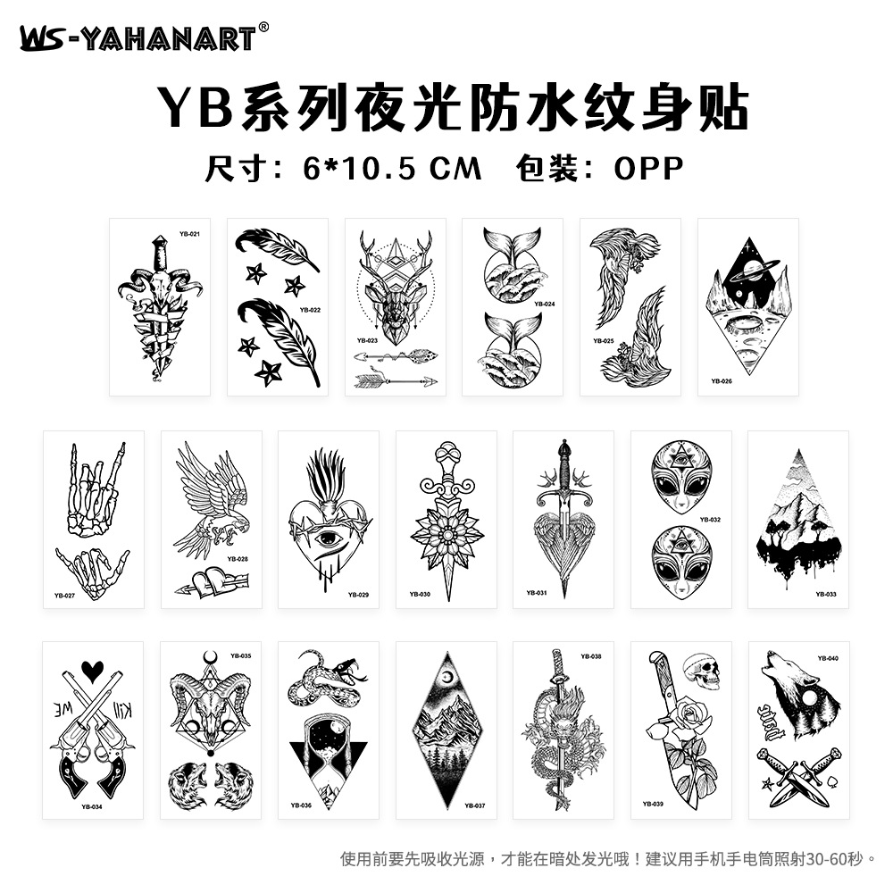 Calcomanías de Tatuaje Luminosas de Papel de Transferencia de Agua para Fiestas y Halloween