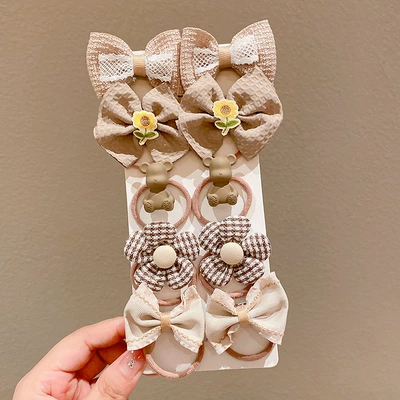 does not hurt hair rubber band | Saç üçün rezinlər - f8179-7-10-piece-flower-bear-set-opp-bag