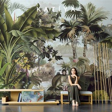 Katiya東南亞熱帶芭蕉林客廳電視背景牆壁紙南洋沙發壁畫設計牆布