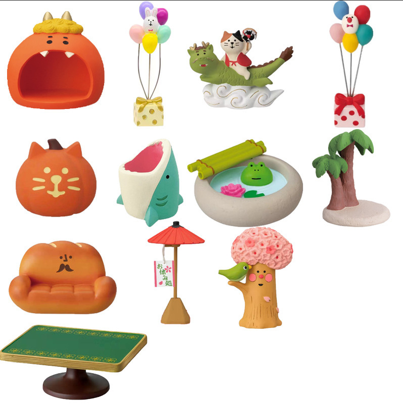 Japanese-style groceries zakka New Year rabbit home Cat resin cute small ornaments gift miniature shooting scene