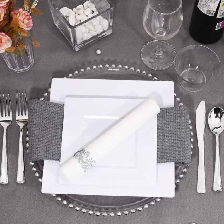 Disposable Square Plate Plastic White Square Plate Party Tableware High-End Cake Dessert Plate 230718019t