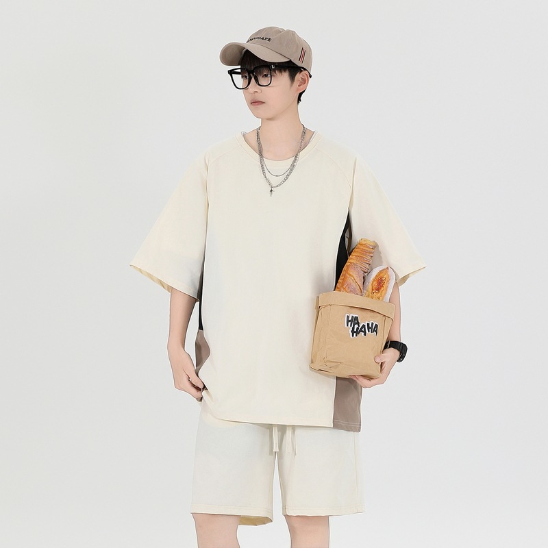 Fábrica de cuello redondo suelto camiseta de verano hombre manga corta pantalones cortos trajes deportivos para hombres personalizados DIY personalizados