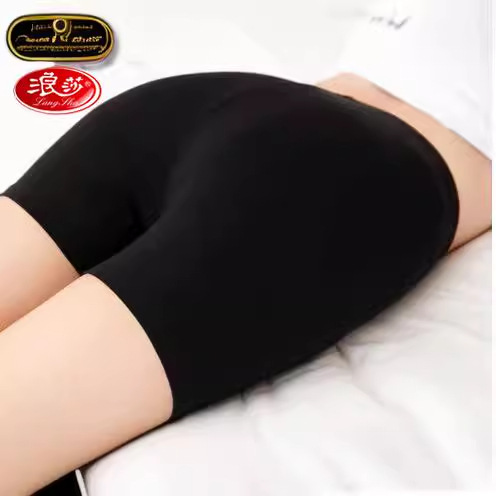 롱샤 아이스 실크 원활한 안전 바지 안티 워킹 여성 여름 3 점 보험 중간 허리 반바지 얇은 여성 레깅스