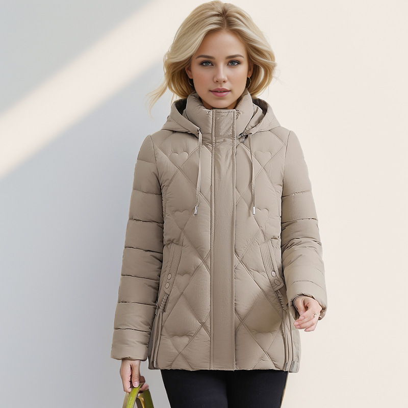 Women's Clothing Large size hooded winter mother's new fashion cotton coat warm middle aged slim short Warm jacket cotton coat_voghion.com