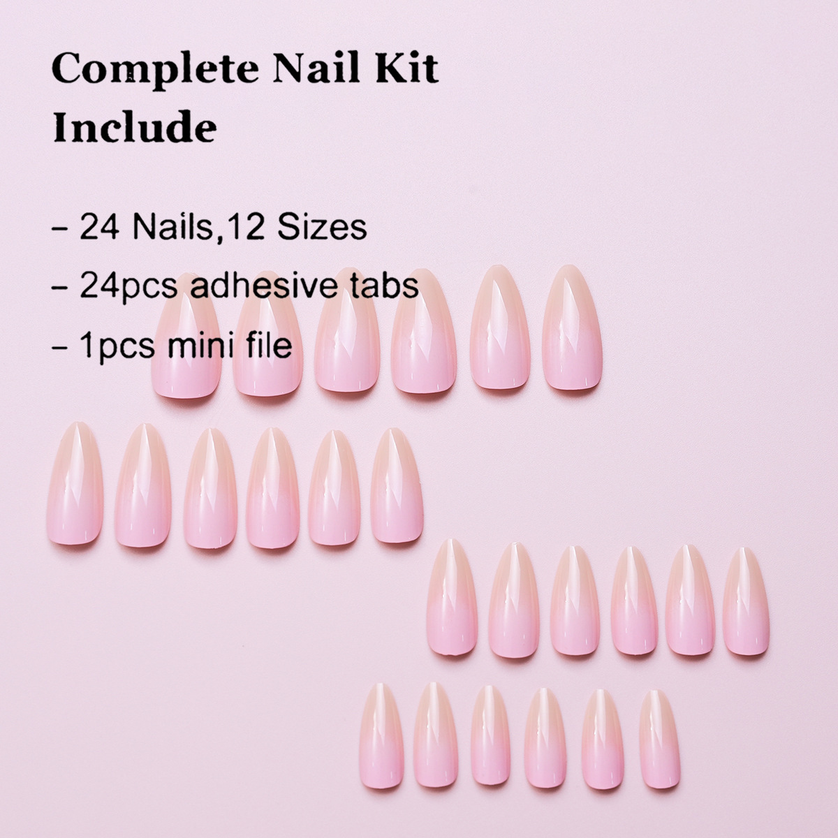 Uña falsa francesa transfronteriza para manicuras de uñas pura clásica al por mayor corta gradiente 24 piezas para usar uñas