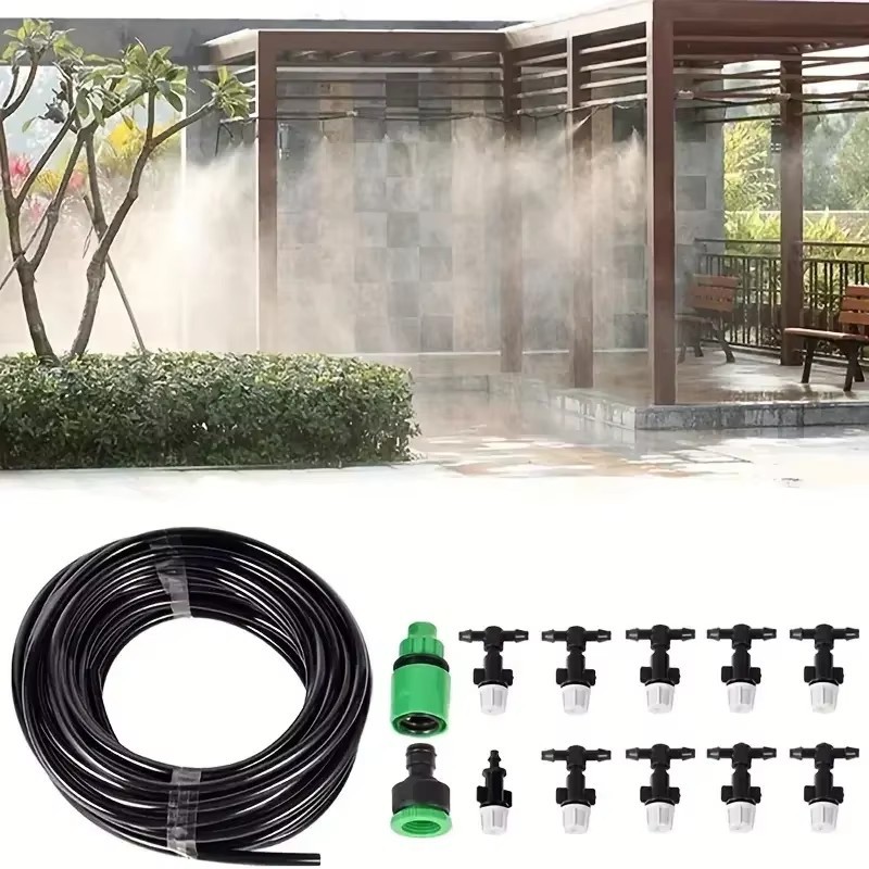 Set de pulverización gris de 10 metros Set de pulverización automática de pulverización de enfriamiento Set de pulverización automática de regador de flores Sistema de pulverización de baja presión