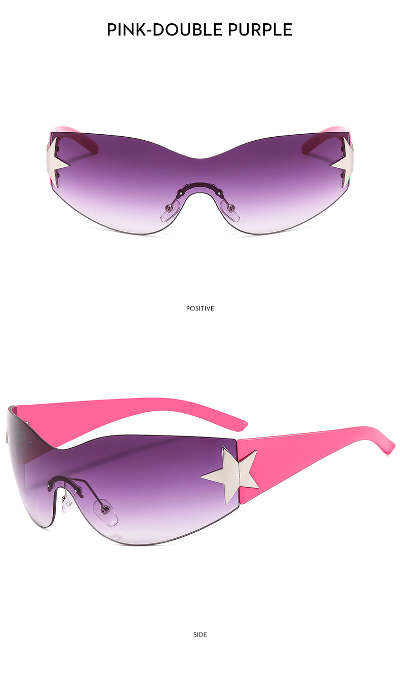 Unisex Gender Retro Style Retro Star PC UV400 Protection Oval Frame Frameless Men's Sunglasses