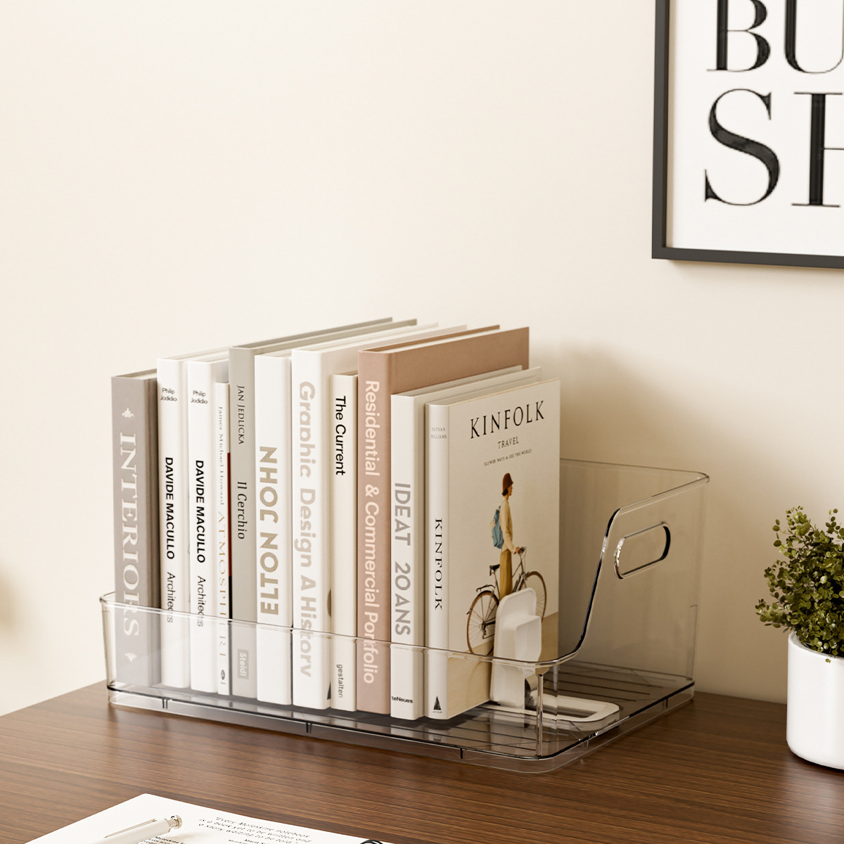 Desktop Storage Box Student Textbook Magazine Organizer Push-Pull Storage Rack Desk Document Large-Capacity Storage Box