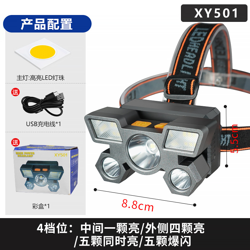 Transfronterizos mini faro de luz fuerte portátil faro de emergencia lámpara magnética USB carga lámpara de trabajo linterna montada en la cabeza