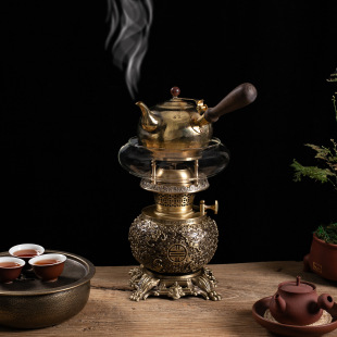 Brass Tea Making Copper Lamp Tea Making Stove Air Butter Lamp Chaoshan Kungfu Tea Copper Pot Boiling Water Boiling Tea Handmade Hammered Pot