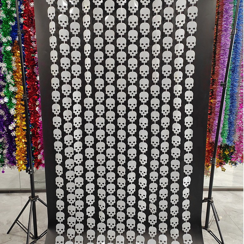 Transfronterizo 2m murciélago cortina de seda de lluvia Halloween nuevo producto decoración fiesta suministros láser calabaza araña esqueleto cortina de seda de lluvia