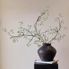 造花、わびさび風、マサングリーン、ドライフラワーブーケ、造花、緑の植物、枯れ枝、果物、リビングルーム、禅装飾、フラワーアート