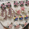 Ceramics, fashionable elegant universal earrings, hair accessory, pendant, flowered