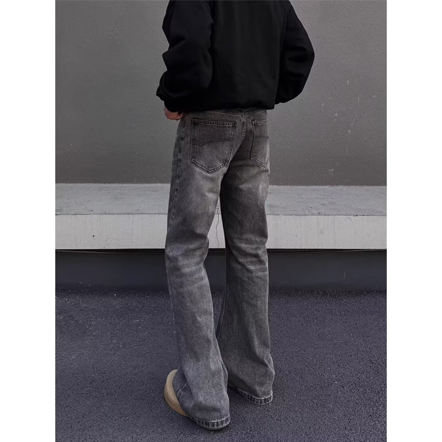 Men's Clothing Retro Distressed Washed Jeans High Street Style Loose Straight Leg Casual Floor Length Spring Autumn Pants_mkmklike.com
