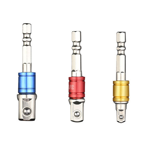 Hexagonal handle to square 1/4 3/8 1/2 electric extension rod air batch wrench conversion rod hand electric drill joint