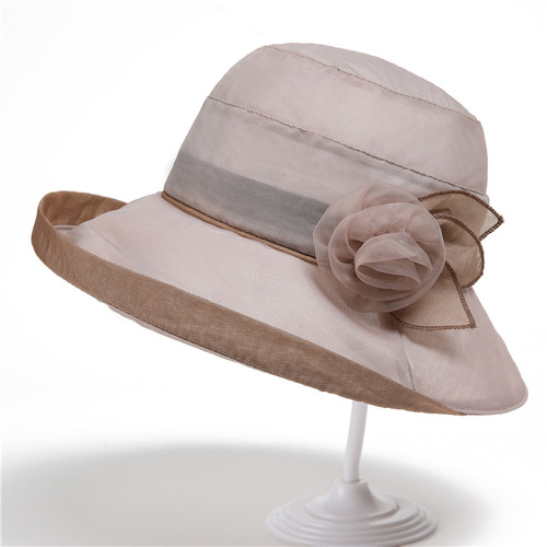 Ladies Stylish Summer Sun Hat for Middle-Aged and Elderly Women, Mother Sunshade Hat, Thin Brim Bucket Hat