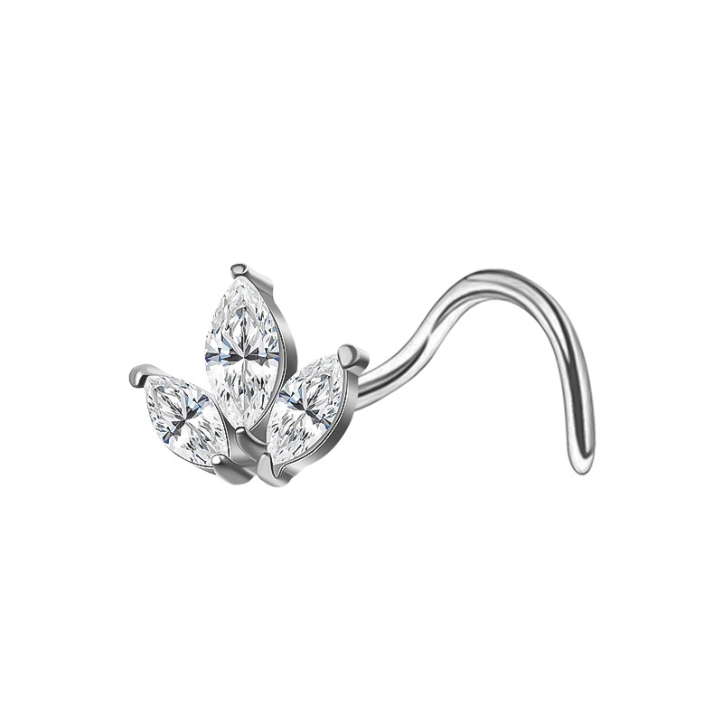 Bent Rod Stainless Steel Fashion Zircon Side Nose Stud Fine Needle Piercing Earring Yiwu Source Manufacturer Wholesale_voghion.com