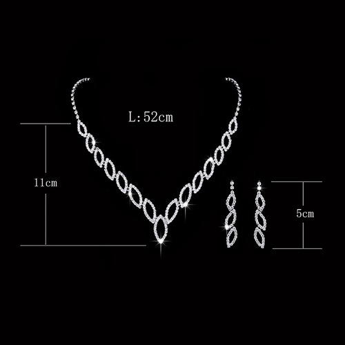 New Product Recommendation Platform Geometric Marquise Diamond Necklace and Earrings Two-piece Set Bridal Wedding Accessories Set