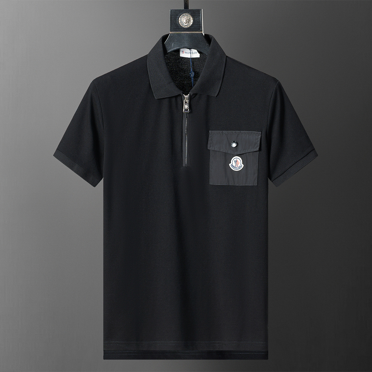 Cross-border correcto versión 25 nuevos polos hombres color sólido negocios casual jacquard solapa de punto de manga corta cabello 1