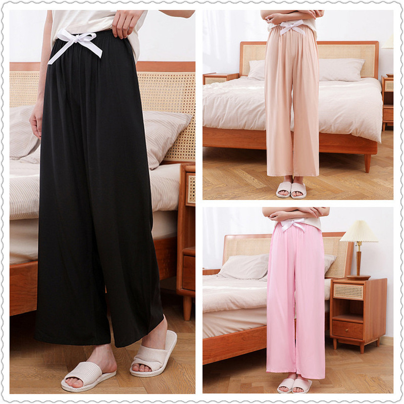 Sports Cotton Silk Pajama Pants Women's Summer New plus size Solid Color Wide Leg Pants for Outer Wear Spring and Autumn Thin Loose Pants for Pregnant Women Sports Cotton Silk Pajama Pants Women's Summer New plus size Solid Color Wide Leg Pants for Outer Wear Spring and Autumn Thin Loose Pants for Pregnant Women