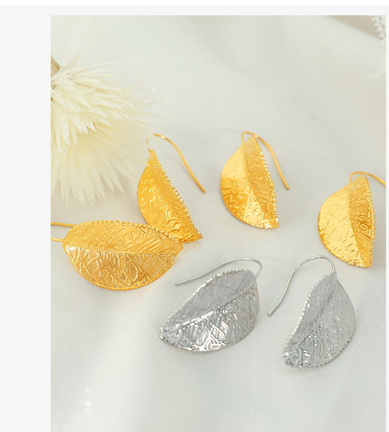 Titanium Steel Retro Simple Style Plating Leaf Drop Earrings display picture 4