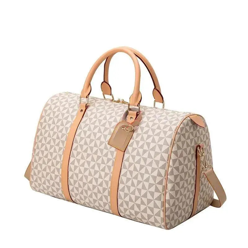 Bolso de Viaje de Cuero, Gran Capacidad y Cuadros, para Computadora de 8 Pulgadas | Protección Impermeable