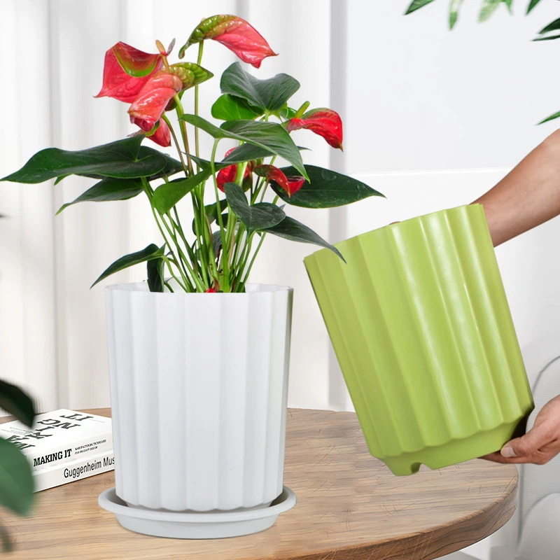 Вертикальный горшок смолы цветочный горшок северный ветер утолщение высококлассный балкон круглый высокий простой дышащий галлон пластик
