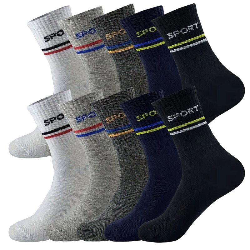 Men's Mid-Calf Socks, Autumn Style, Colorful Cotton, Winter English Letter Design, Mixed Color Long Socks, Men's Socks, Sports Socks, Casual