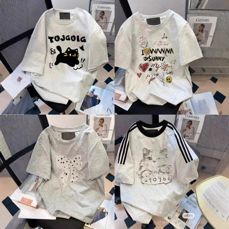 レディース Tシャツ半袖レディーストップスルーズ 2025 夏新デザイン純綿婦人服夏ハイエンド卸売雑貨|undefined