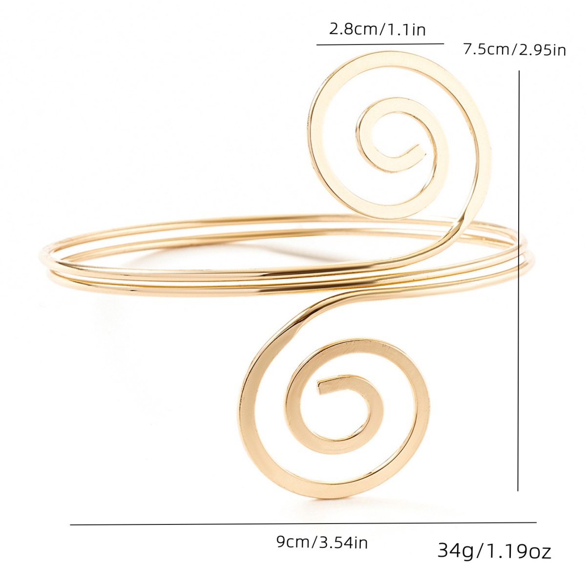 Nuevos productos transfronterizos europeos y estadounidenses exagerados pulsera espiral exportación de moda retro enrollamiento brazalete de metal personalidad manguito