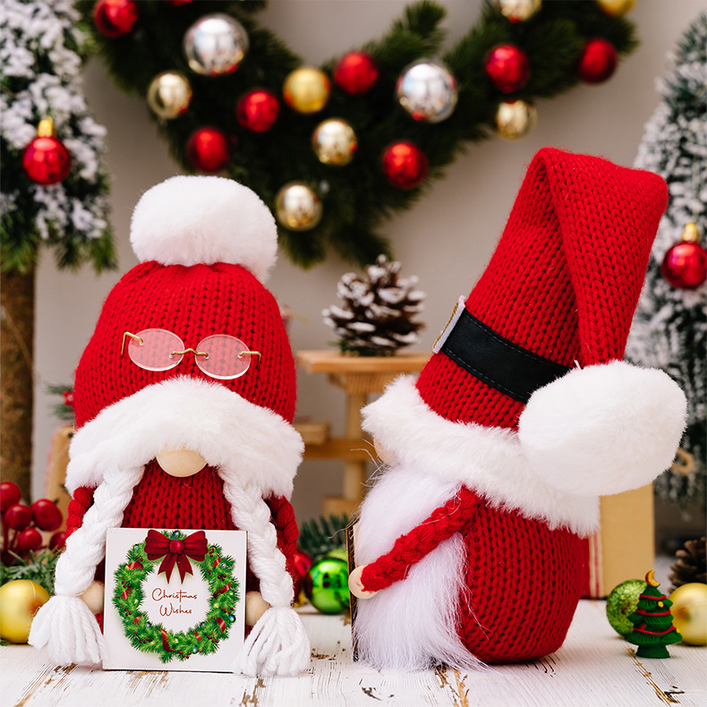 Kreative neue Weihnachtsdekorationen Weihnachten Haarball Strickmütze Kuscheln Rudolph Puppe_voghion.com