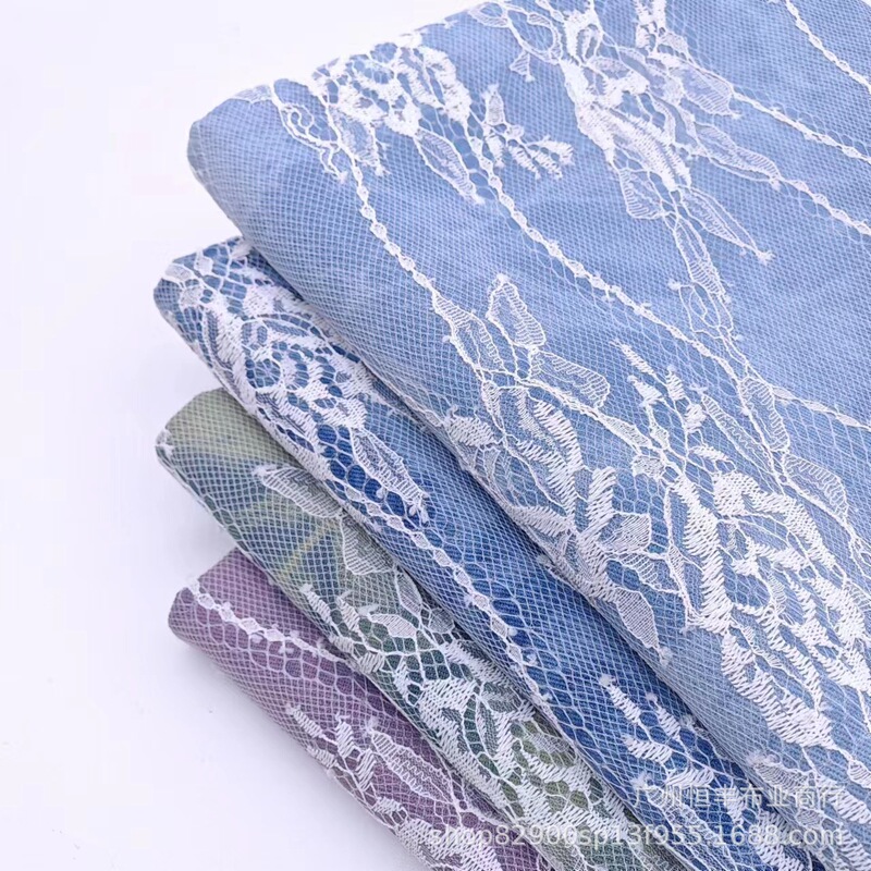 Lace Denim washed tie flower fabric pants skirt coat suit clothing spring and autumn bags fabric manufacturers wholesale