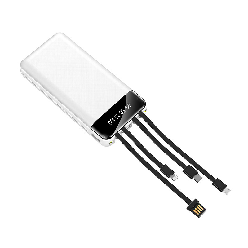 Fuente de alimentación portátil portátil al aire libre de cuatro líneas de gran capacidad con cable de carga, tesoro de carga de pantalla digital inteligente en stock