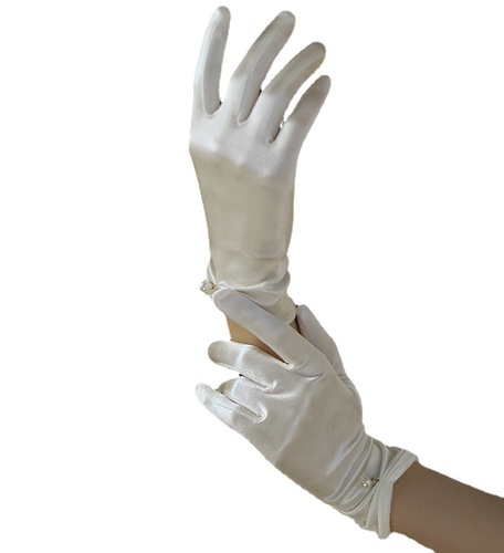 White gloves studio photo wedding dress satin bow gloves bridal gloves wedding gloves for women